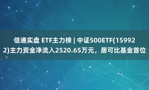 信通实盘 ETF主力榜 | 中证500ETF(159922)主力资金净流入2520.65万元，居可比基金首位