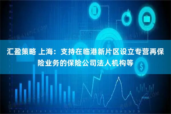 汇盈策略 上海：支持在临港新片区设立专营再保险业务的保险公司法人机构等