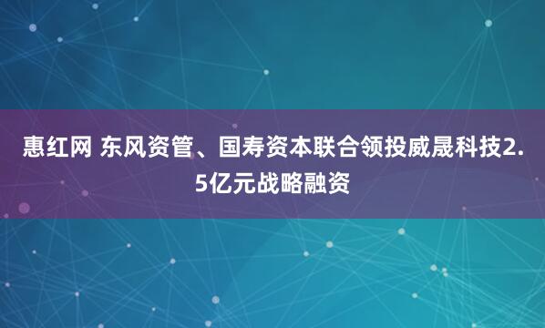 惠红网 东风资管、国寿资本联合领投威晟科技2.5亿元战略融资
